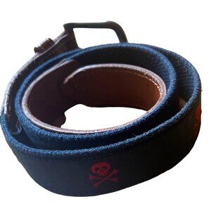 Vineyard Vines Size 30 Preppy Blue Red Skull Leather Canvas Belt